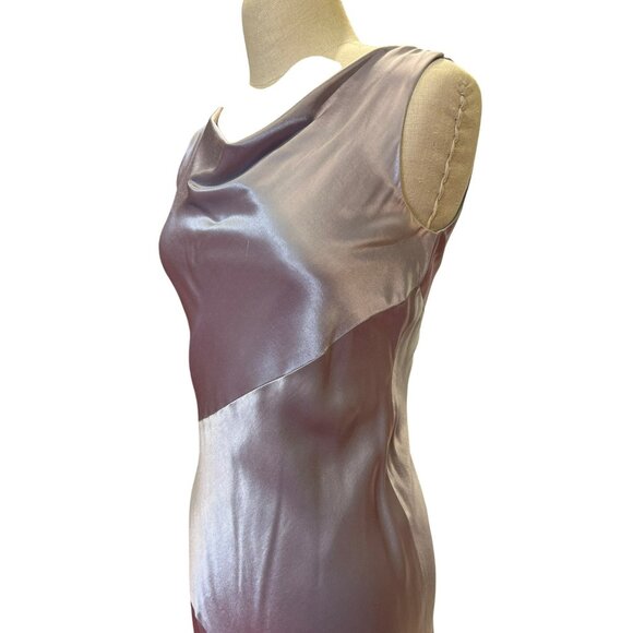 Vintage Cache Elegant Sleeveless Satin Gown With Cowl Neck Gathered Back Homecom - Picture 4 of 9